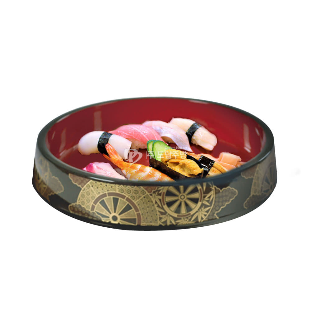 국산 칠기 원형 이중 초밥기